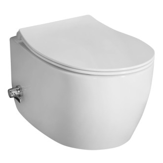 SENTIMENTI CLEANWASH závesná WC misa, integrovaný ventil a bidet. spŕška, Rimless, 36x51cm, biela