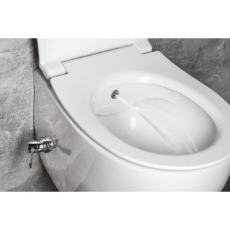 SENTIMENTI CLEANWASH závesná WC misa, integrovaný ventil a bidet. spŕška, Rimless, 36x51cm, biela