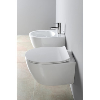 SENTIMENTI závesná WC misa, Rimless, 36x51cm, biela