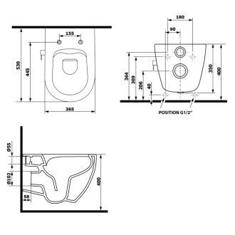 INFINITY CLEANWASH závesná WC misa, integrovaná batéria a bidet. spŕška, Rimless, 36,5x53cm, biela