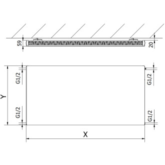 Doskový radiátor Mexen Flat CF11 400 x 700 mm, bočné pripojenie, 389 W, antracit - W411F-040-070-66