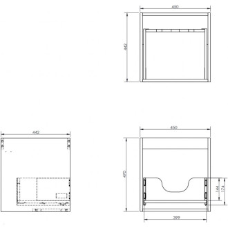 Korpus umývadlovej skrinky Mexen Box-A 45 cm, 1 zásuvka, čierny lesk - 91AX0-0450-470-1-70