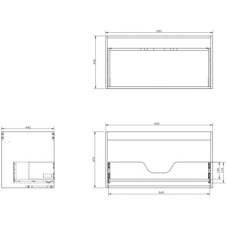 Korpus umývadlovej skrinky Mexen Box-A 90 cm, 1 zásuvka, čierny lesk - 91AX0-0900-470-1-70