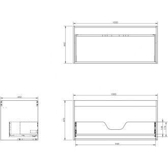 Korpus umývadlovej skrinky Mexen Box-A 100 cm, 1 zásuvka, čierny lesk - 91AX0-1000-470-1-70