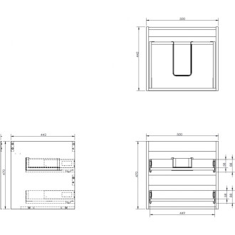 Korpus umývadlovej skrinky Mexen Box-A 50 cm, 2 zásuvky, čierny lesk - 91AX0-0500-470-2-70