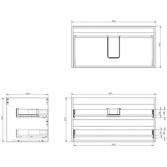 Korpus umývadlovej skrinky Mexen Box-A 90 cm, 2 zásuvky, čierny lesk - 91AX0-0900-470-2-70