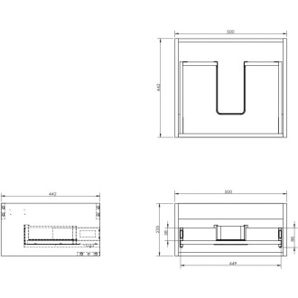 Korpus umývadlovej skrinky Mexen Box-A 50 cm, 1 zásuvka, čierny lesk - 91AX0-0500-235-1-70