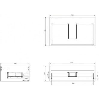 Korpus umývadlovej skrinky Mexen Box-A 70 cm, 1 zásuvka, čierny lesk - 91AX0-0700-235-1-70