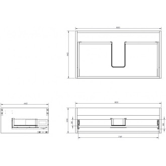 Korpus umývadlovej skrinky Mexen Box-A 80 cm, 1 zásuvka, čierny lesk - 91AX0-0800-235-1-70