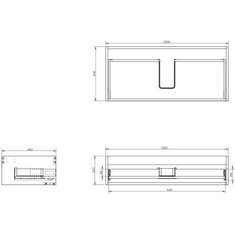 Korpus umývadlovej skrinky Mexen Box-A 100 cm, 1 zásuvka, čierny lesk - 91AX0-1000-235-1-70