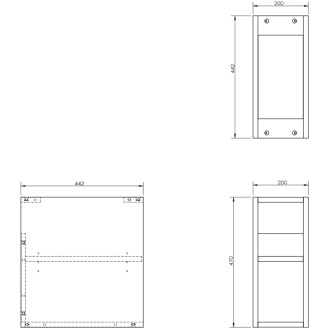 Mexen Box-A otvorená skrinka s policou 20 cm, čierny lesk - 91AX2-0200-470-0-70