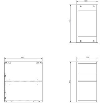 Mexen Box-A otvorená skrinka s policou 25 cm, čierny lesk - 91AX2-0250-470-0-70