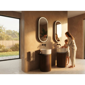 OASIS keramické umývadlo voľne stojace 40x89x52cm, polica do priestoru, biela/betón pearl grey