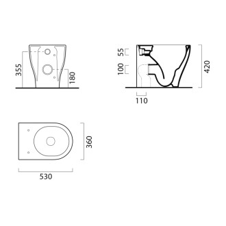 TONO WC misa stojaca, Geniusflush, 36x53cm, spodný/zadný odpad, biela ExtraGlaze