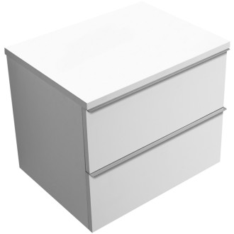 CERANO - Kúpeľňová skrinka Velora - biela matná, úchytka chrómová + doska pod umývadlo Navira Pro - 36 mm - 70x56,6x46,5 cm