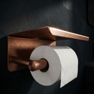 REA Modern Držiak na toaletný papier s poličkou 6613 Copper Brush REA-98039