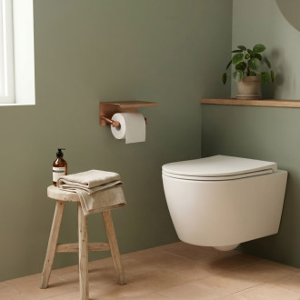 REA Modern Držiak na toaletný papier s poličkou 6613 Copper Brush REA-98039