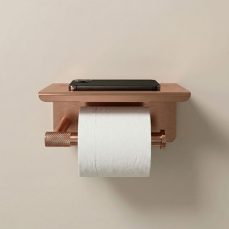 REA Modern Držiak na toaletný papier s poličkou 6613 Copper Brush REA-98039