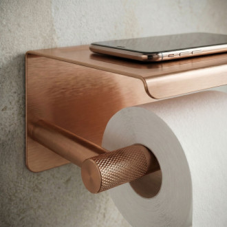 REA Modern Držiak na toaletný papier s poličkou 6613 Copper Brush REA-98039