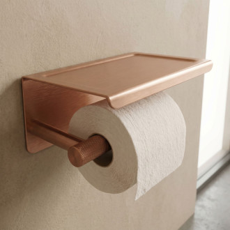 REA Modern Držiak na toaletný papier s poličkou 6613 Copper Brush REA-98039