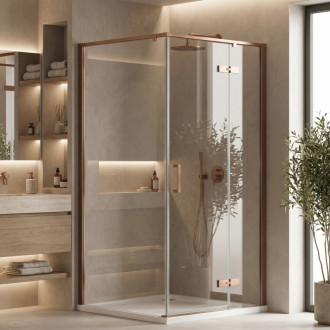 REA Sprchovací kút Rea Bruno 90x90 Brush Copper REA-K3602