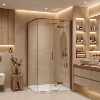 REA Sprchový kout Rea Bruno 90x90 Brush Copper REA-K3602