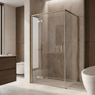 REA Sprchovací kút Rea Bruno 100x80 Brush Gold REA-K3601