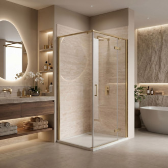 REA Sprchový kout Rea Bruno 100x80 Brush Gold REA-K3601