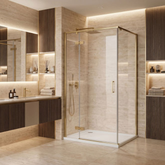 REA Sprchový kout Rea Bruno 100x80 Brush Gold REA-K3601