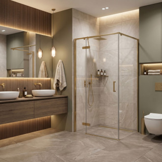 REA Sprchový kout Rea Bruno 100x80 Brush Gold REA-K3601
