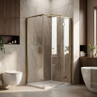 REA Sprchový kout Rea Bruno 100x80 Brush Gold REA-K3601