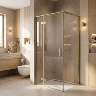 REA Sprchovací kút Rea Bruno 90x90 Brush Gold REA-K3600
