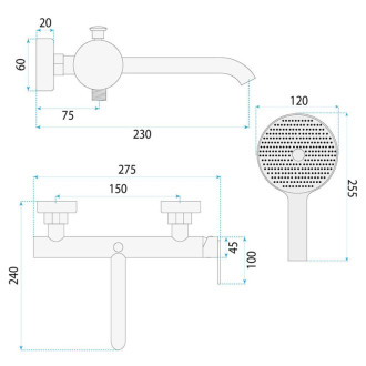 REA Ontario Side Koupelnová baterie Brush Copper REA-B6543