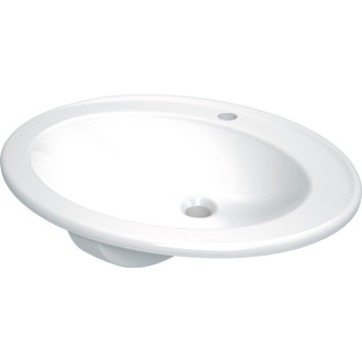 Deante Okrúhle umývadlo biele, zápustné, s miestom pre batériu, 580 × 463 mm CGR_6U6B