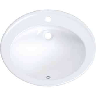 Deante Okrúhle umývadlo biele, zápustné, s miestom pre batériu, 580 × 463 mm CGR_6U6B