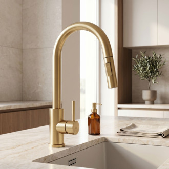 REA Fresh Touch Kuchynská batéria Brush Gold REA-B9842