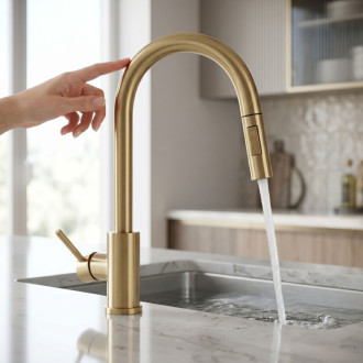 REA Fresh Touch Kuchynská batéria Brush Gold REA-B9842