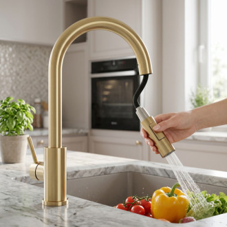 REA Fresh Touch Kuchynská batéria Brush Gold REA-B9842
