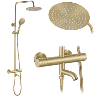 REA Sprchová sada s termostatom REA LUNGO Diamond - Gold Brush REA-P8923
