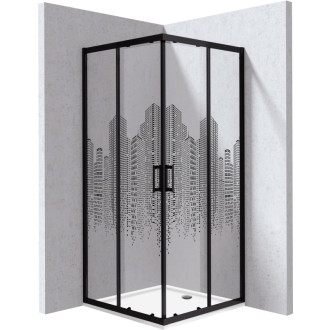 Deante Set: Sprchovací kút KYC_ND88P, nero, vzor City + KTJ_082B, 80 × 80 cm KYCPND88P
