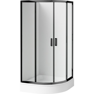 Deante Štvrťkruhový sprchovací kút Funkia nero, číre sklo + vanička, 90 × 90 cm KDDZN51K