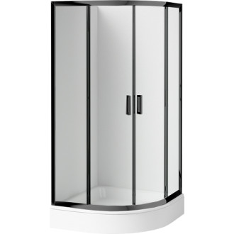 Deante Štvrťkruhový sprchovací kút Funkia nero, číre sklo + vanička, 80 × 80 cm KDDZN52K