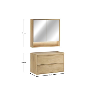 Comad SET-VOC B CREMONA 80CM MC Kúpeľňová zostava 80 cm s doskou a zrkadlovou skrinkou