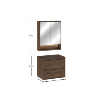 Comad SET-VOV B VILLA 60CM MC Kúpeľňová zostava 60 cm s doskou a zrkadlovou skrinkou