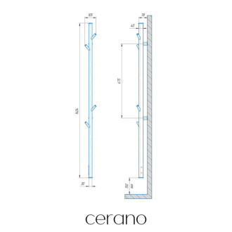 CERANO - Elektrický sušiak uterákov Ramus, s displejom - 160W - čierna štruktúrovaná matná - 1400x30 mm