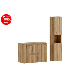 Comad SET-NOCE B NAT OAK 80CM S HC Kúpeľňová zostava 80 cm s doskou a vysokou skrinkou