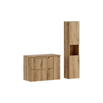 Comad SET-NOCE B NAT OAK 80CM S HC Kúpeľňová zostava 80 cm s doskou a vysokou skrinkou