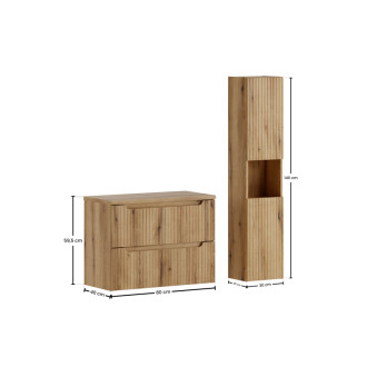 Comad SET-NOCE B OAK 80CM S HC Kúpeľňová zostava 80 cm s doskou a vysokou skrinkou
