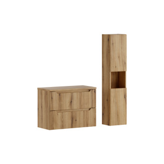 Comad SET-NOCE B OAK 80CM S HC Kúpeľňová zostava 80 cm s doskou a vysokou skrinkou