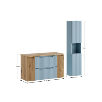 Comad SET-NOD B NAT OAK 100CM S HC Kúpeľňová zostava 100 cm s doskou a vysokou skrinkou